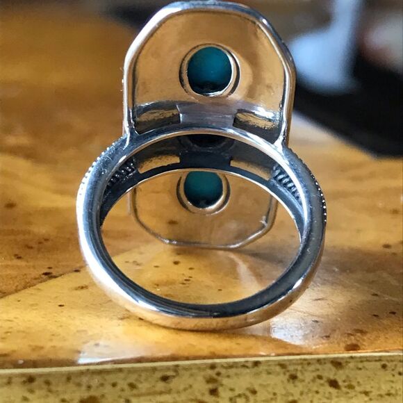 Sleeping Beauty Turquoise Sterling Silver Ring Size 6 - Picture 7 of 9